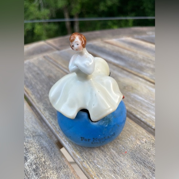 Vintage Art Deco 1920S Porcelain Half Doll, Mustard Jar, Naughty Flapper Girl - Picture 1 of 9